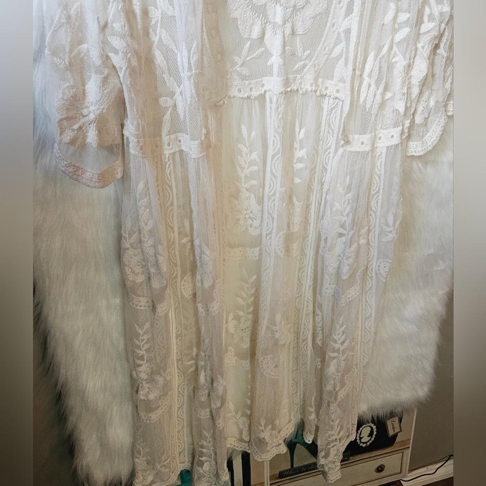 Rachel Zoe *Rare* 2000's Cream Lace Overlay - Picture 3 of 9